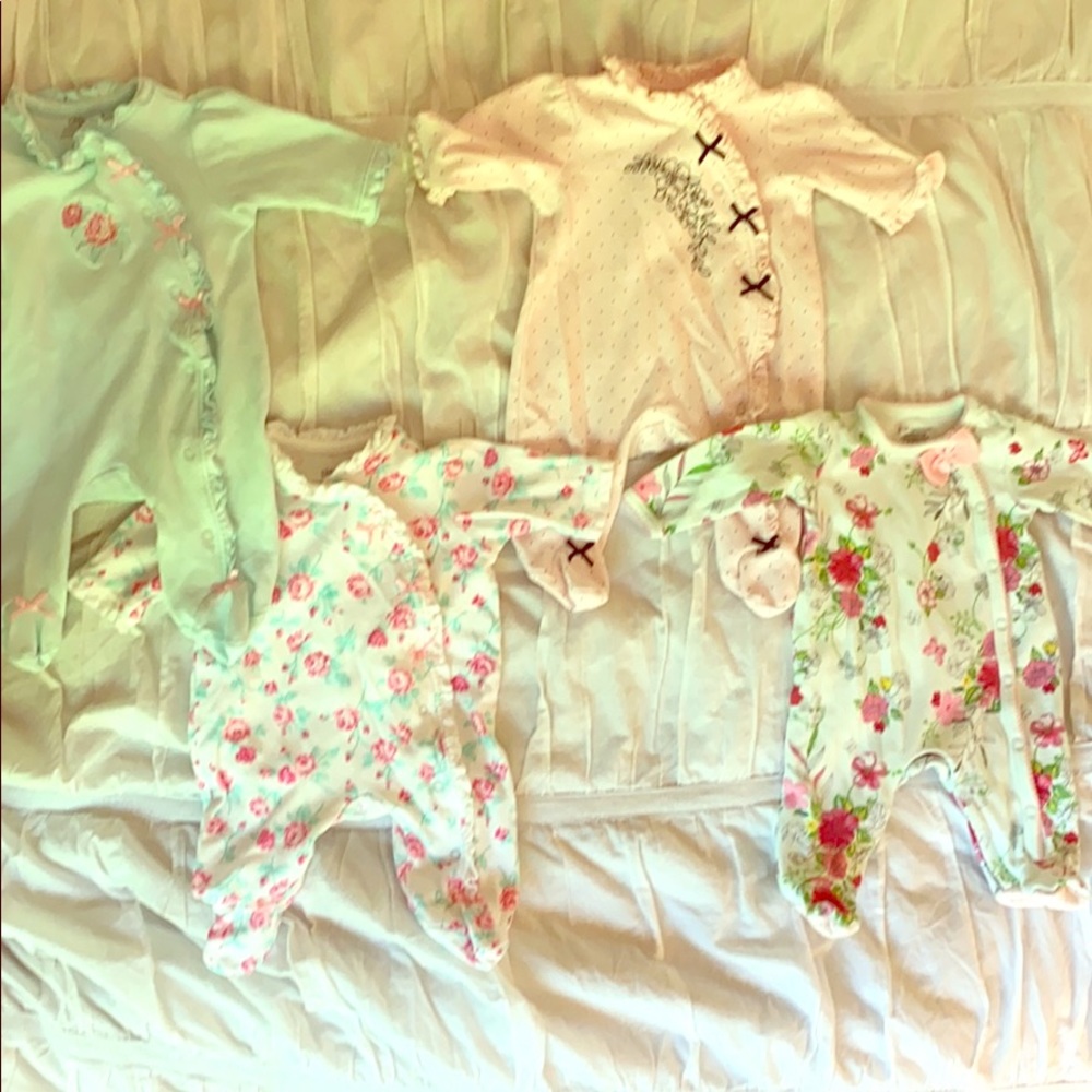 Little Me Footed Pajamas Newborn Baby Set of 4